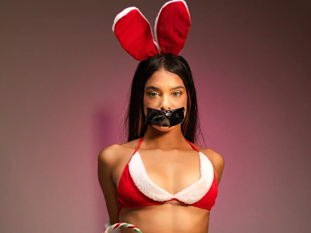 VanelopeRusso in bunny costume, gagged, submissive and naughty pose